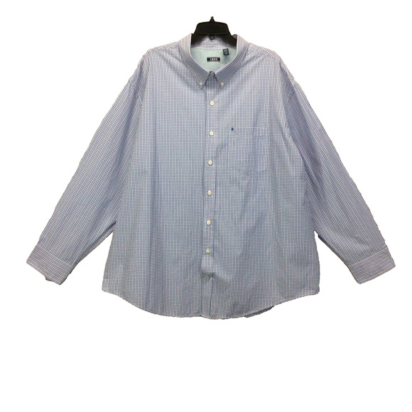 Izod Button Down Shirt Men's Size 3XL Blue Pink Check Business Casual Travel - Picture 4 of 8